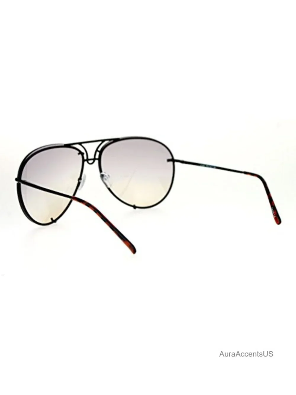 Oversized Round Pilot Sunglasses Gradient Lens Metal Rims Spring Hinge